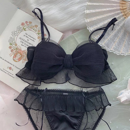 Sweet Bow Mesh Bra + Panties Set