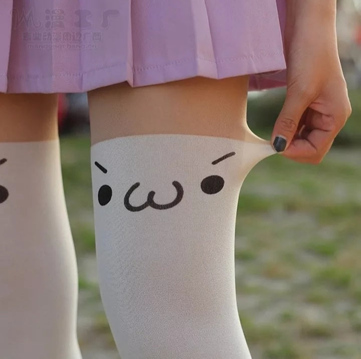 Cute Anime Emoji Emotion Icon Cosplay Costume Expression Pantyhose Stockings Aesthetic Casual E-Girl Kawaii Korean Japanese Harajuku