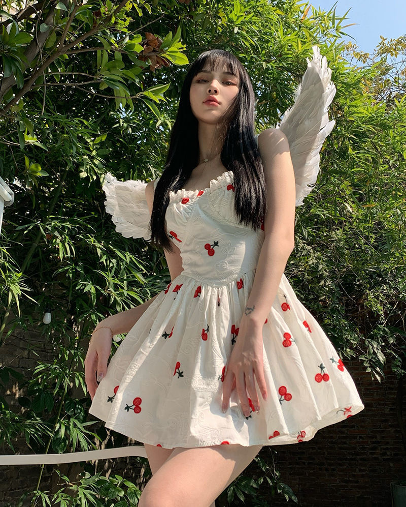 Cherry Print Spaghetti Strap Mini Dress