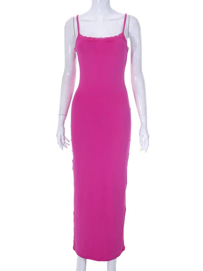 Pink Patchwork Lace Maxi Dress