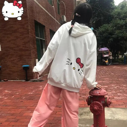 White Kitty Cat Anime Japanese Hoodie