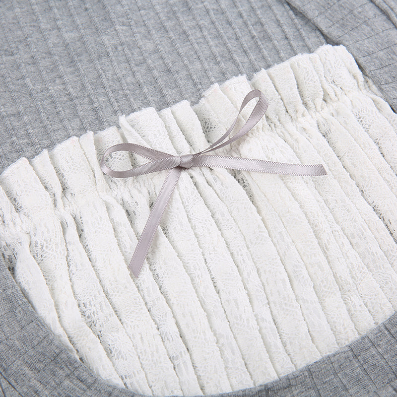 2PCS Milkmaid Patchwork Long Sleeve T-shirt