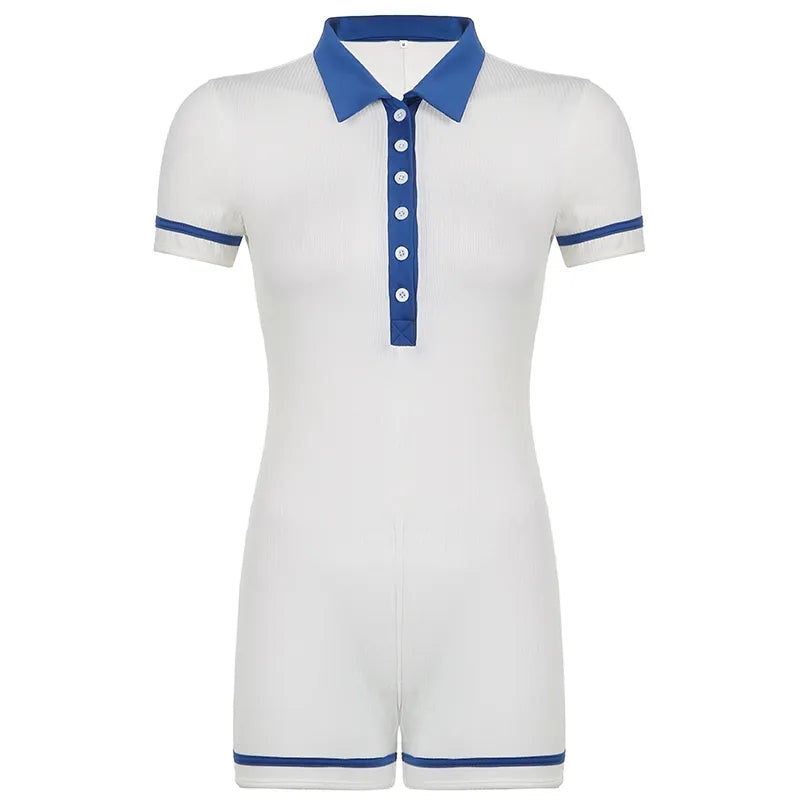 Blue & White Patchwork Playsuit