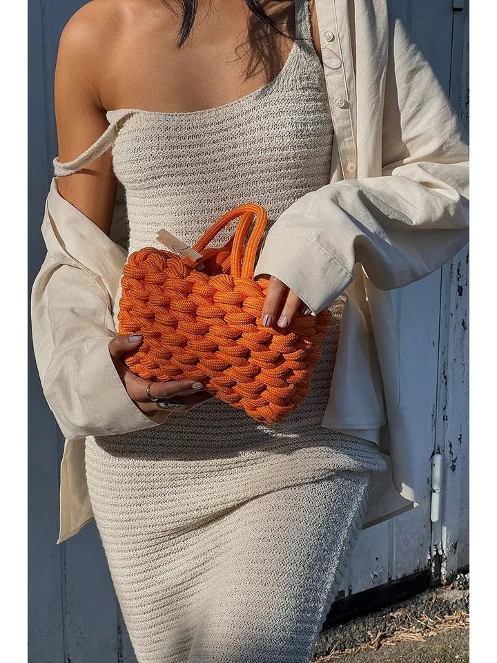 White Knit Spaghetti Strap Bodycon Mini Dress