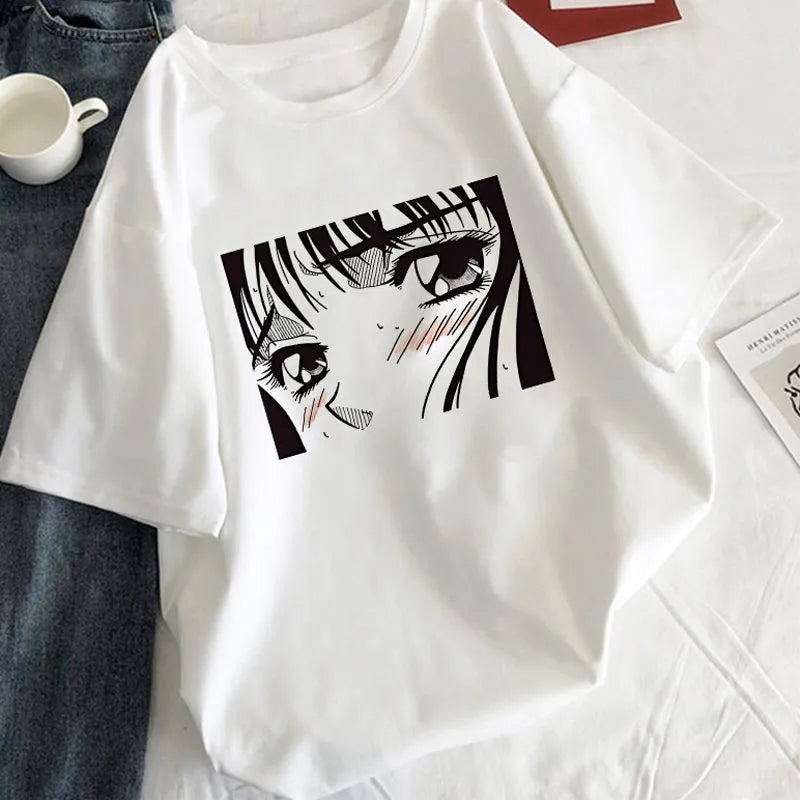 Anime Girl Tearful Print Short Sleeve T-shirt