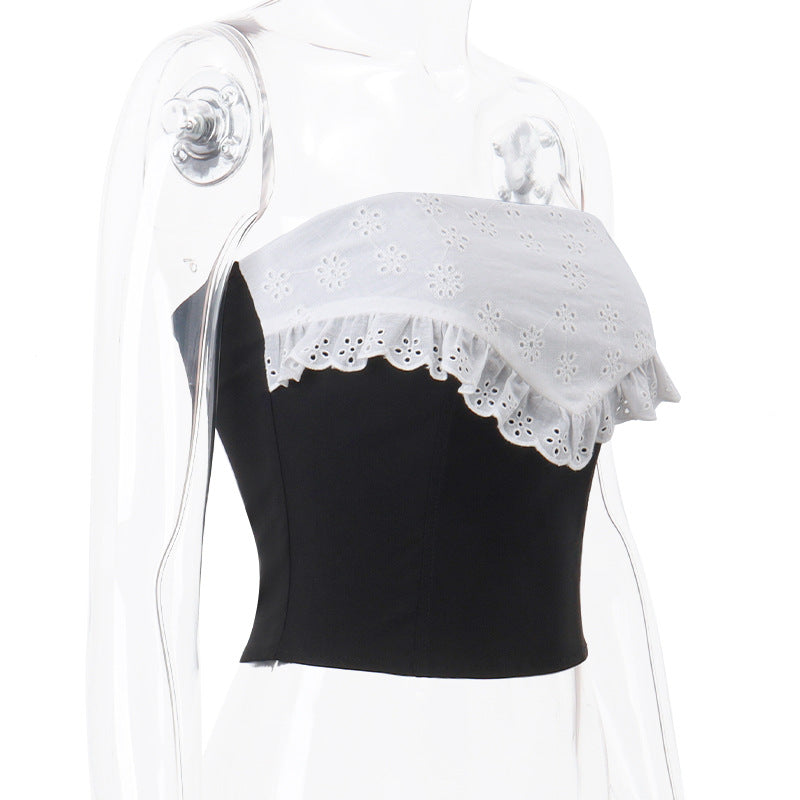 Black & Lace Patchwork Tube Top