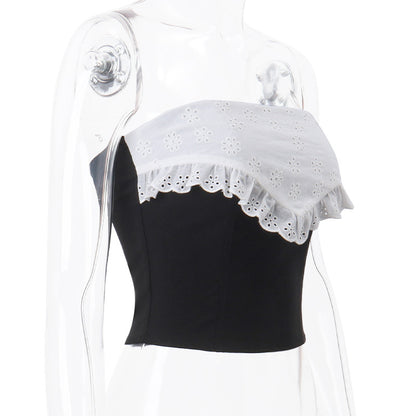Black & Lace Patchwork Tube Top