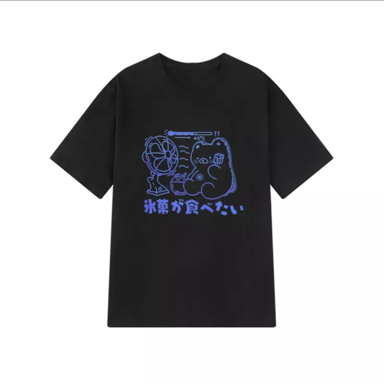 Sweet Bear Anime Cartoon Print Loose Short Sleeve T-shirt Top Summer Causal Goth Punk E-Girl Kawaii Korean Japanese Harajuku Streetwear