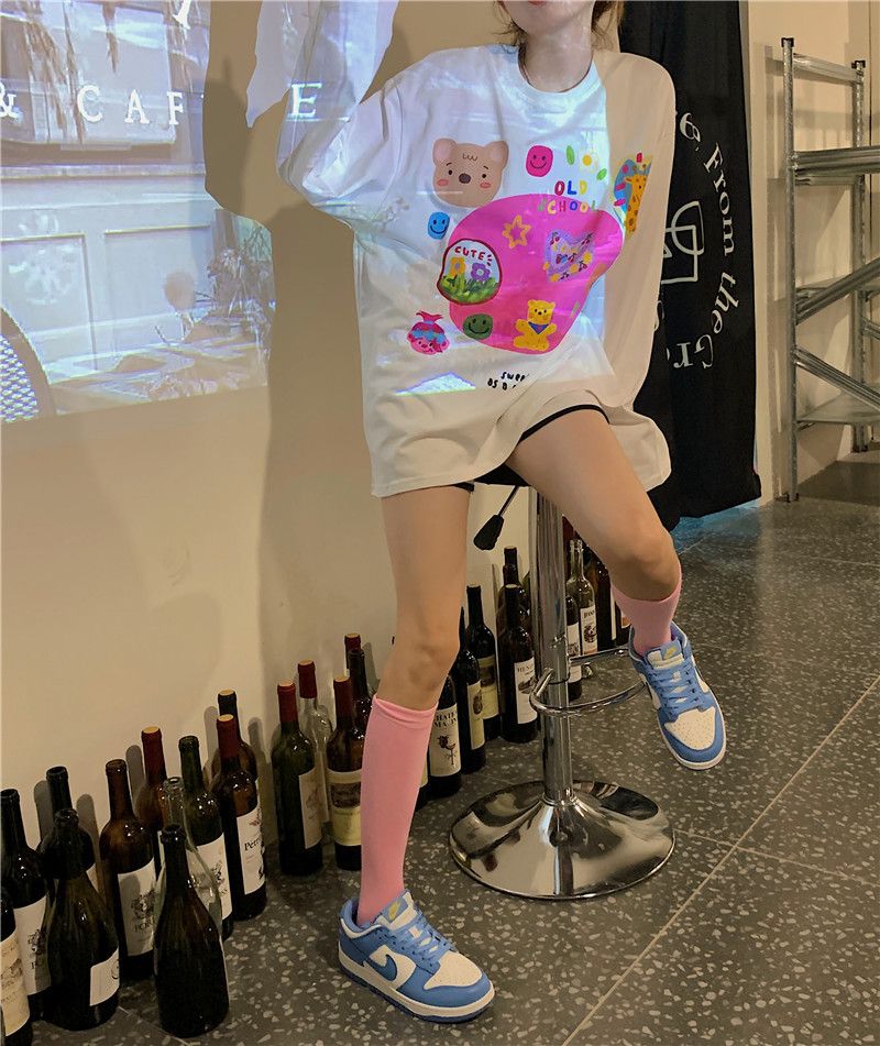 White Retro Cartoon Print Sweater