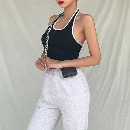 Black & White Patchwork Halter Top