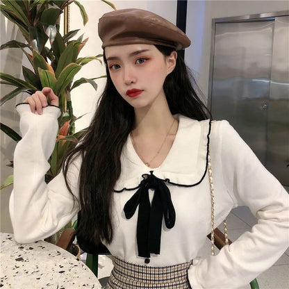 Bow Peterpan Collar Knit Sweater