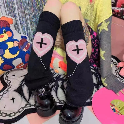 Heart Cross Knit Anime Leg Warmers
