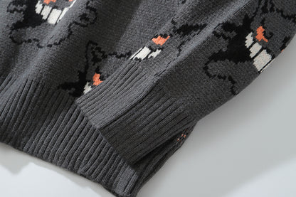 Genger Anime Cartoon Knit Loose Sweater Sweatshirt Long Sleeve Pullover Jumper Winter Goth Punk E-Girl Kawaii Korean Japanese Harajuku Streetwear
