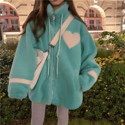 Blue Heart Fleece Zipper Jacket