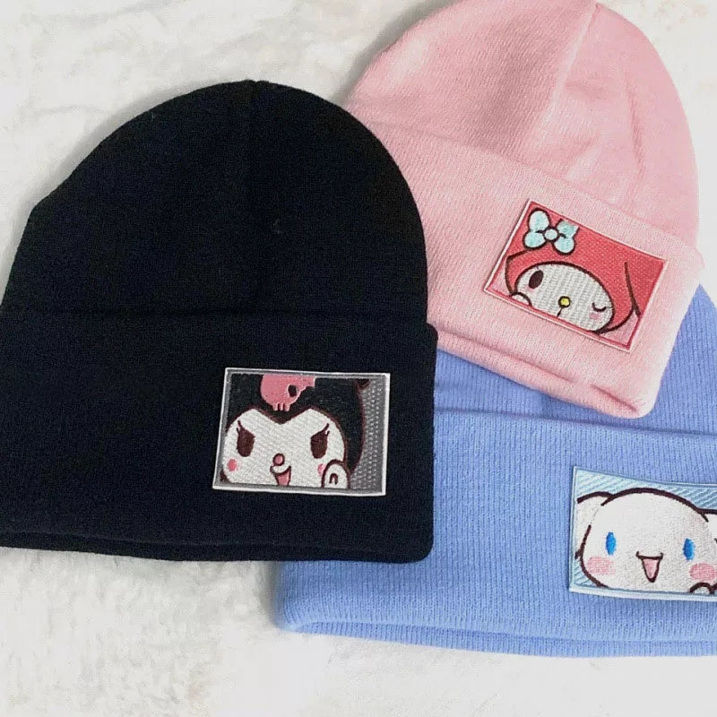 Cute Anime Knit Wool Hat Beanie Aesthetic Casual E-Girl Kawaii Korean Japanese Harajuku