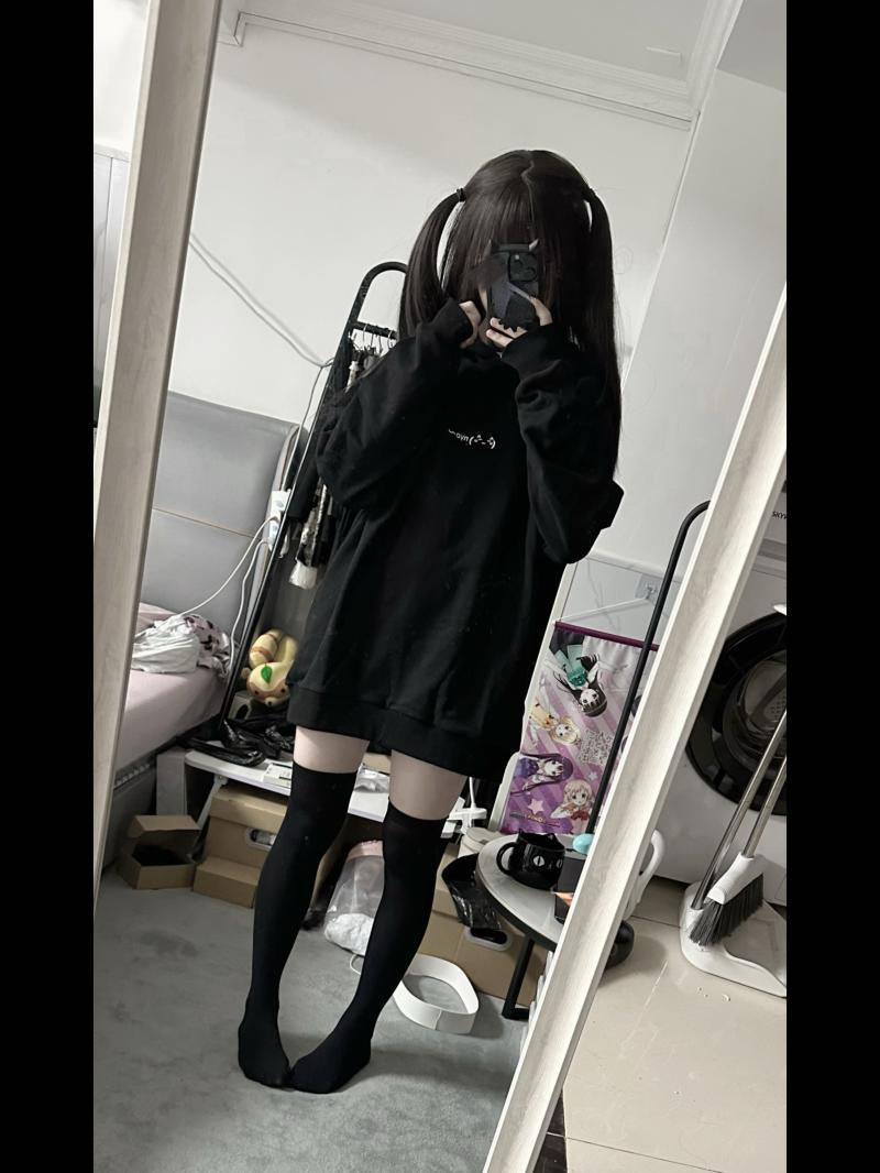 Black Cat Drawstring Sweatshirt