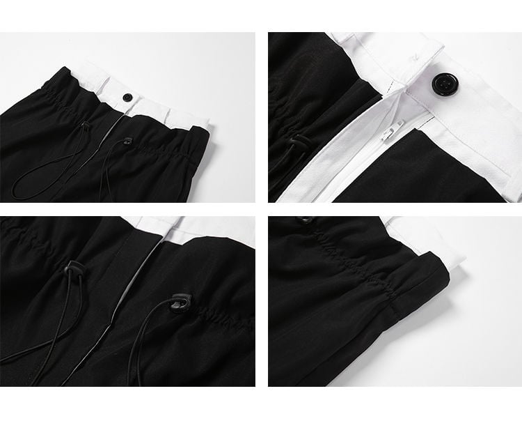 Patchwork High Waist Wide Leg Cargo Pants