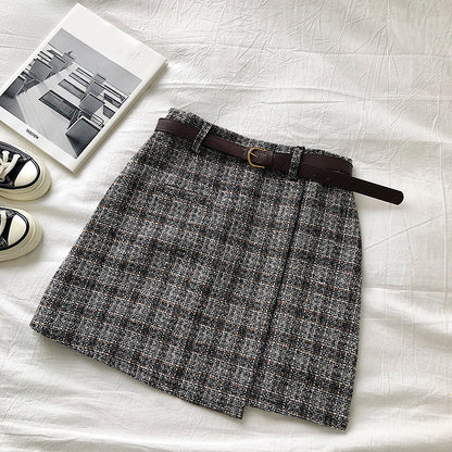 Cute Plaid Irregular Sweet High Waisted A-line Mini Skirt Vintage Autumn Casual School Girl E-Girl Kawaii Korean Japanese Harajuku Retro Streetwear