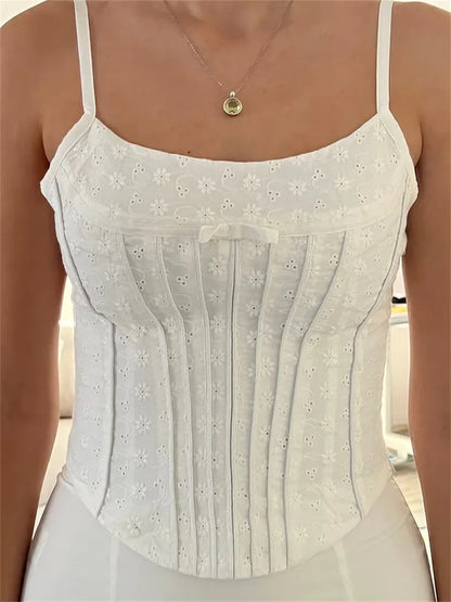 White Flower Corset Top