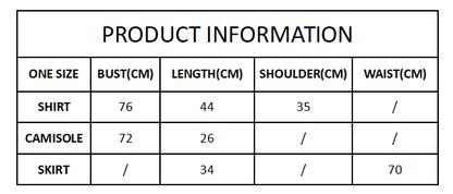 3PCS Plaid Patchwork Camisole + Pleated Skirt + Long Sleeve Shirt