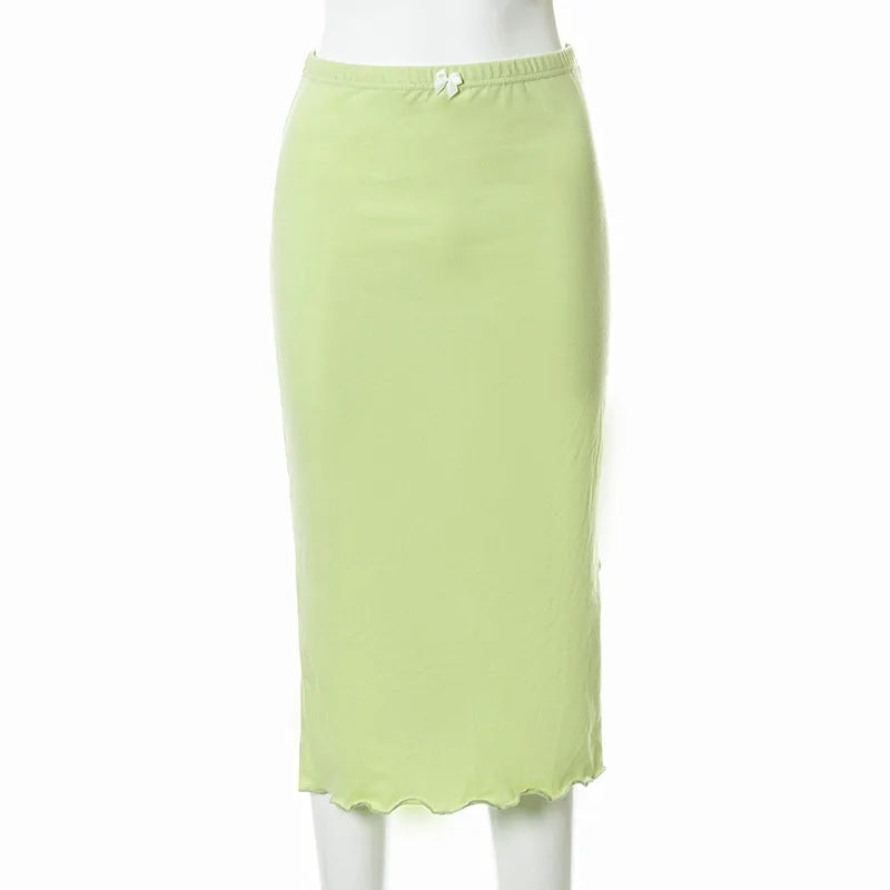 Green Bow High Waist Maxi Skirt
