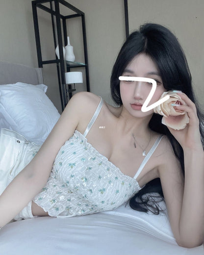 Floral Ruched Backless Crop Top