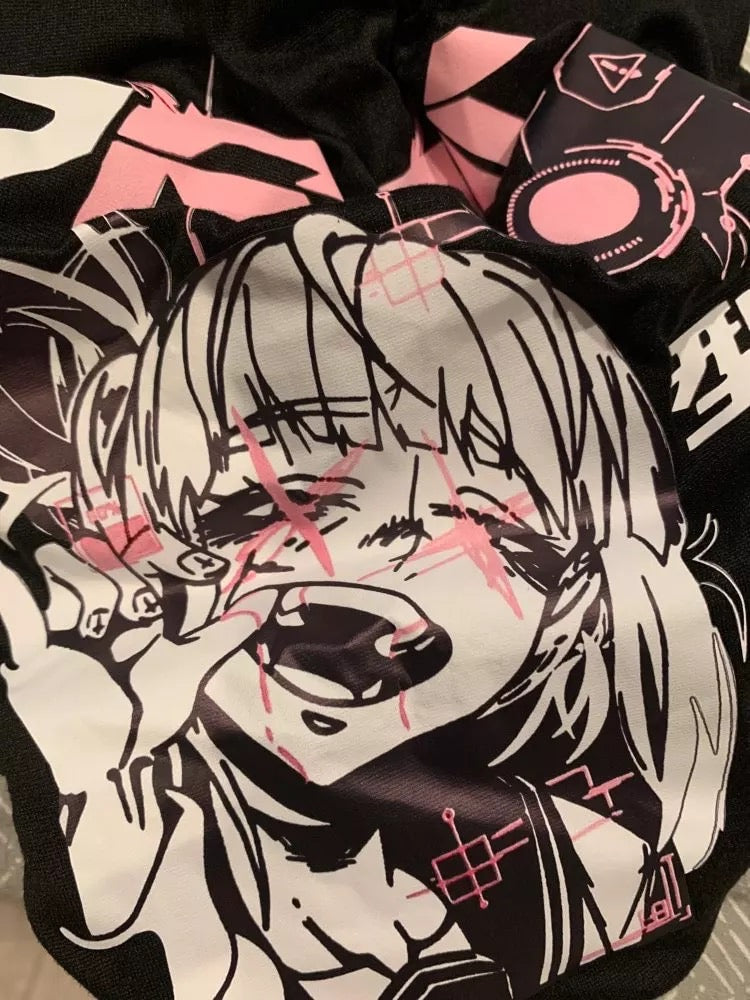 Cute Japanese Girl Punk Goth Print Graphic Casual Short Sleeve Shirt Tee T-shirt E-Girl Kawaii Korean Japanese Harajuku Retro Streetwear Aesthetic