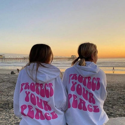 Peace Graphic Print Oversized Hoodie