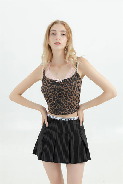 Leopard Pink Lace Trim Camisole
