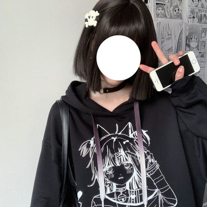 Anime Graphic Print Hoodie
