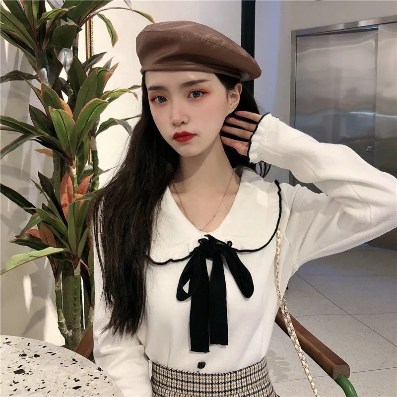 Bow Peterpan Collar Knit Sweater