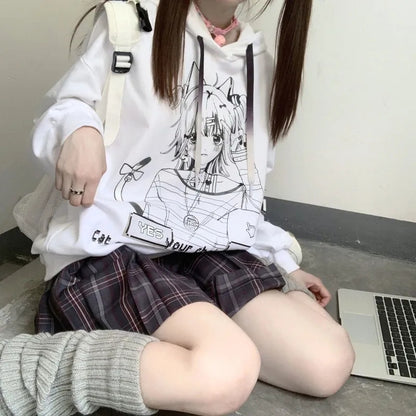 Anime Graphic Print Hoodie