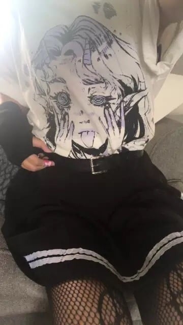 Cute White Elf Anime Girl Cartoon Print Short Sleeve T-shirt Top Oversize Loose Goth Punk Aesthetic E-Girl Kawaii Korean Japanese Harajuku Streetwear