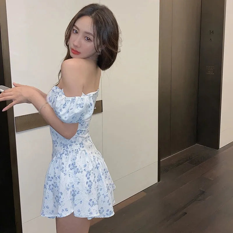 Floral Square Neck Puff Sleeve Dress