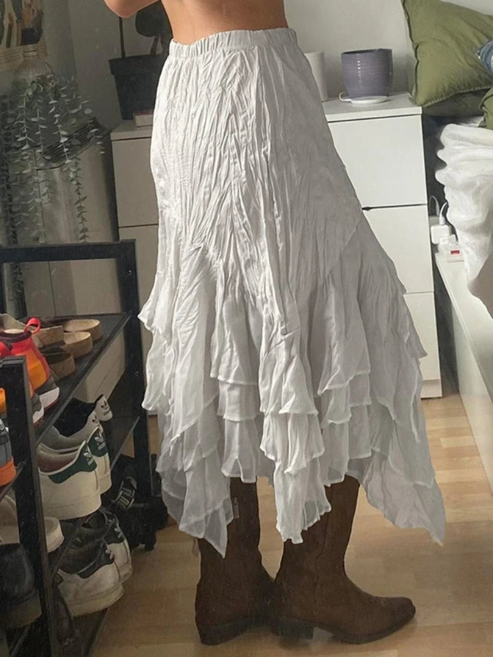 Lace Splice High Waist Maxi Skirt
