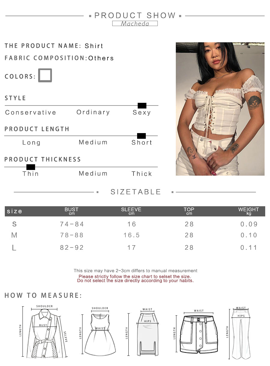 Cute Sexy Lace Up Ruffle Crop Top Short Sleeve Shirt T-shirt Tee Top Kawaii Korean Japanese Harajuku Chinese Retro Streetwear Aesthetic Fashion