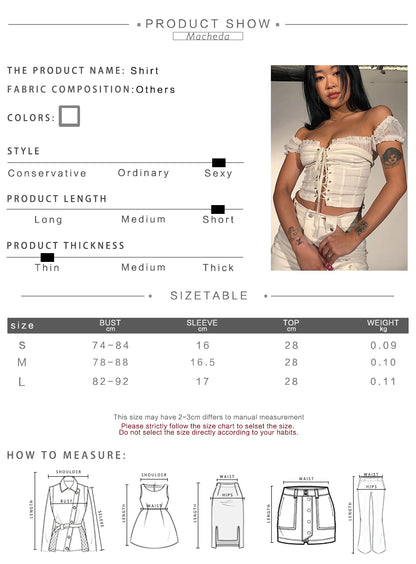 Cute Sexy Lace Up Ruffle Crop Top Short Sleeve Shirt T-shirt Tee Top Kawaii Korean Japanese Harajuku Chinese Retro Streetwear Aesthetic Fashion