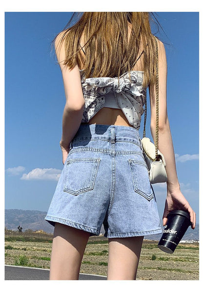 Heart Embroidery Denim Shorts