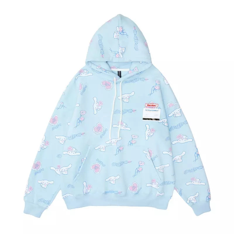 Cute Cinnamon Roll Anime Cartoon Print Long Sleeve Hoodie Sweatshirt Aesthetic Casual E-Girl Kawaii Korean Japanese Harajuku