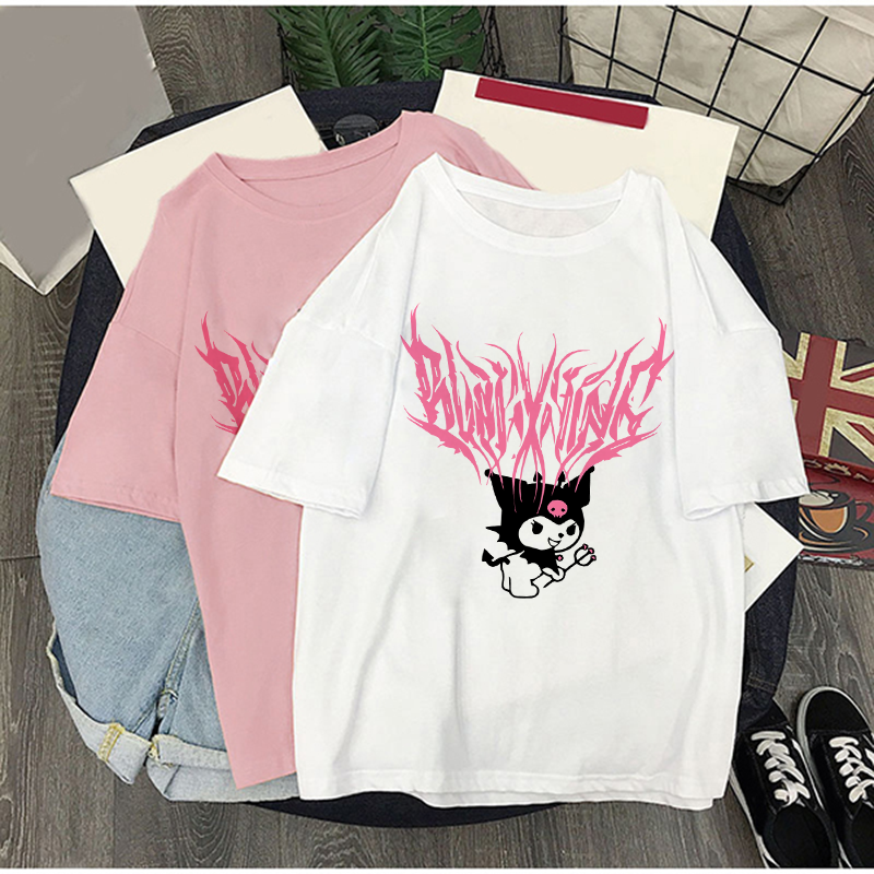 Japanese Anime Cartoon Print Loose Short Sleeve T-shirt