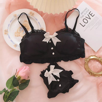 Japanese Maid Bow Bra + Panties Lingerie