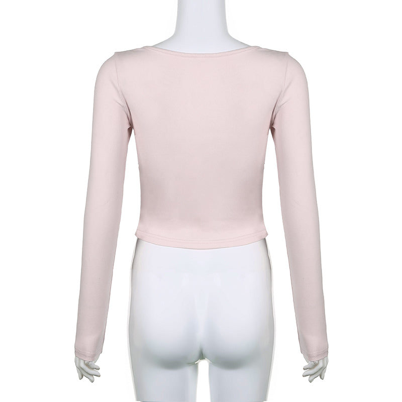 Bandage Bow Square Collar Crop Top