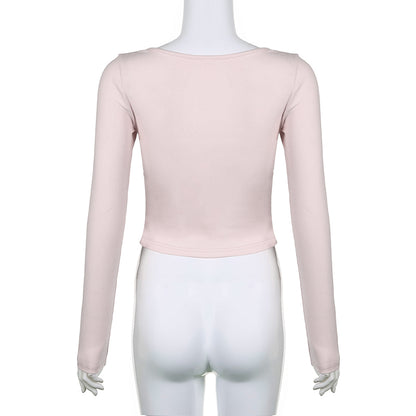 Bandage Bow Square Collar Crop Top