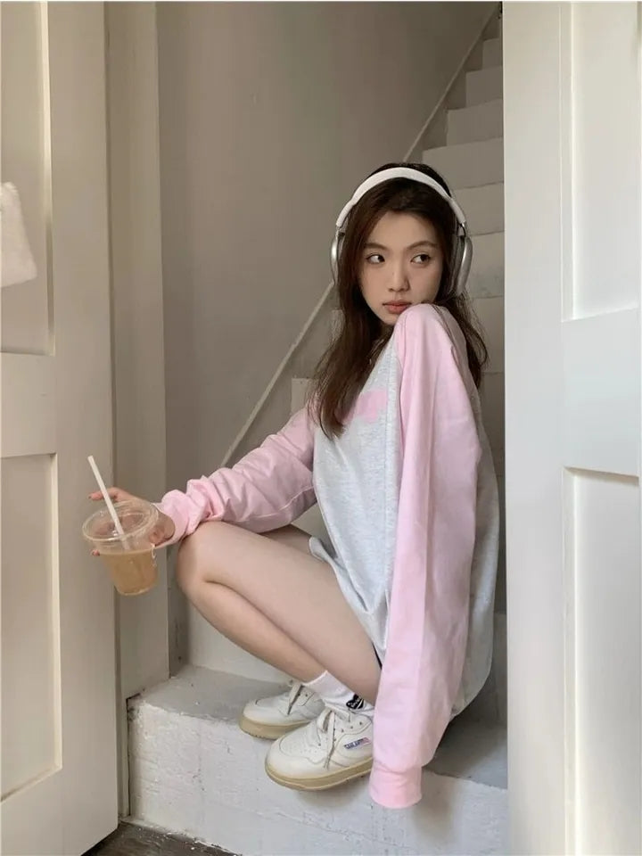 Pink Patchwork Long Sleeve Shirt