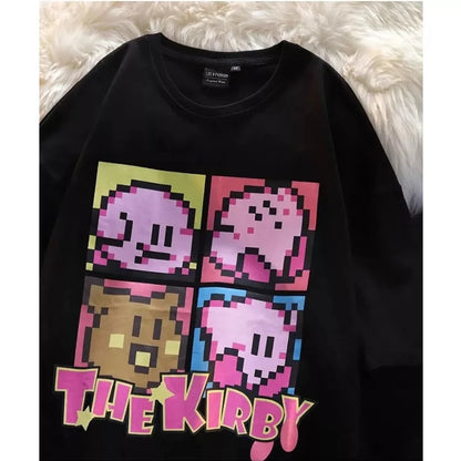 Japanese Anime Pixel Cartoon Print Oversized Short Sleeve T-shirt