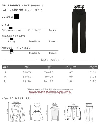 Cute Sexy Black High Waisted Thin Bandage Wrap Tie Pant Trousers Joggers E-Girl Kawaii Korean Japanese Harajuku Chinese Retro Streetwear Aesthetic
