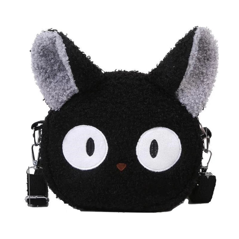 Cute 3D Black Cat Japanese Anime Cartoon Plush Shoulder Bag