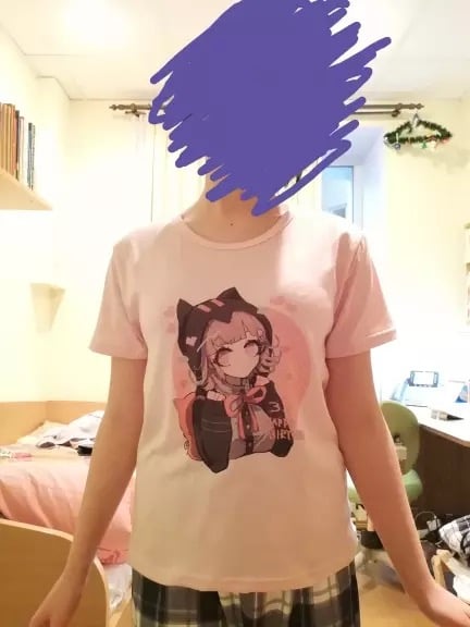 Cute Cat Anime Girl Cartoon Print Oversized Loose Short Sleeve Shirt Tee T-shirt Summer Casual E-Girl Kawaii Korean Japanese Harajuku Streetwear