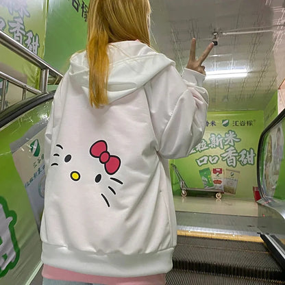 White Kitty Cat Anime Japanese Hoodie
