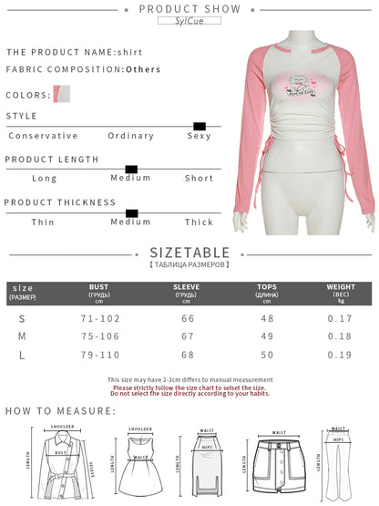 Sweet Pink Cat Print Long Sleeve T-shirt